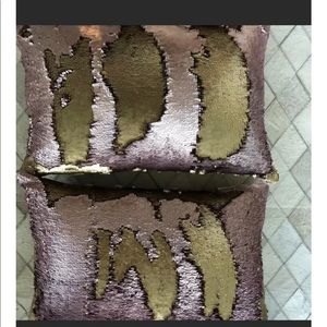 TWO Lumbar Blush Pink & Gold SEQUIN THROW PILLOWS